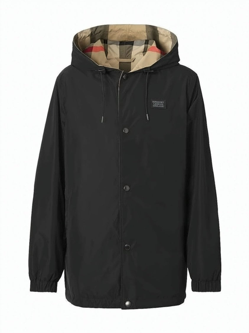 Burberry Reversible Hooded Short Jacket With Classic Check And Solid Design