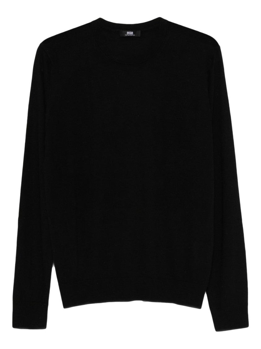 Alpha Studio Silk-Cashmere Blend Crew Neck Sweater
