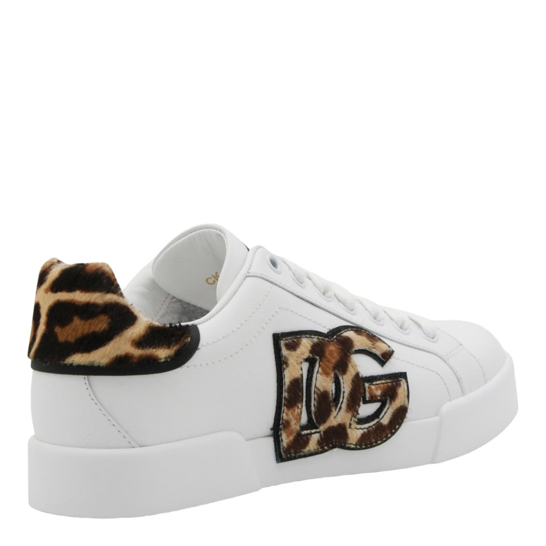 Dolce & Gabbana White Leather Sneakers With Leopard Print Accents