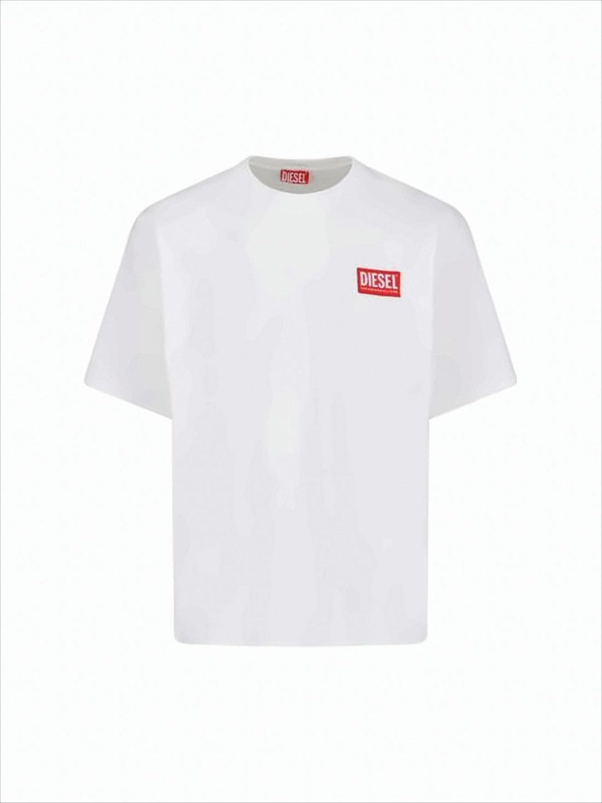 Diesel Crew Neck T-Shirt With Red Logo Patch