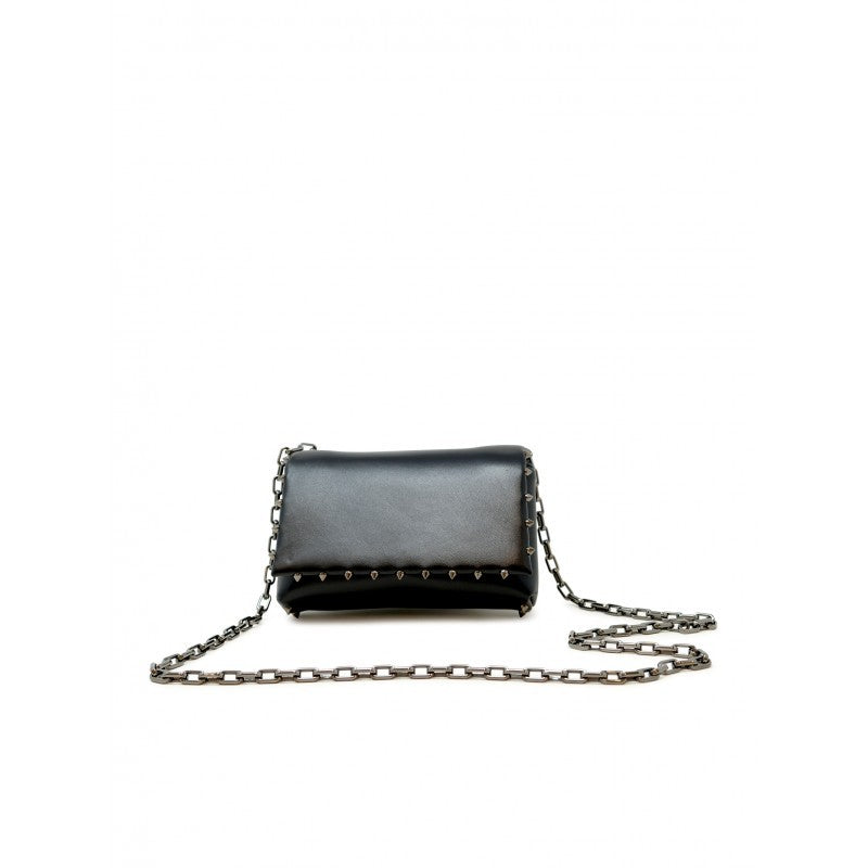 Christian Louboutin Black Soft Nappa Leather Spiky Pouch Bag