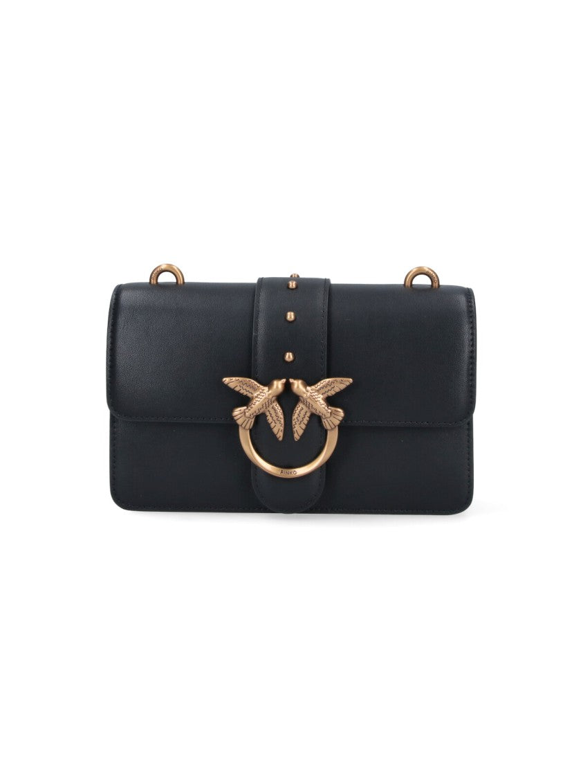 Pinko Black Love One Flap Leather Bag