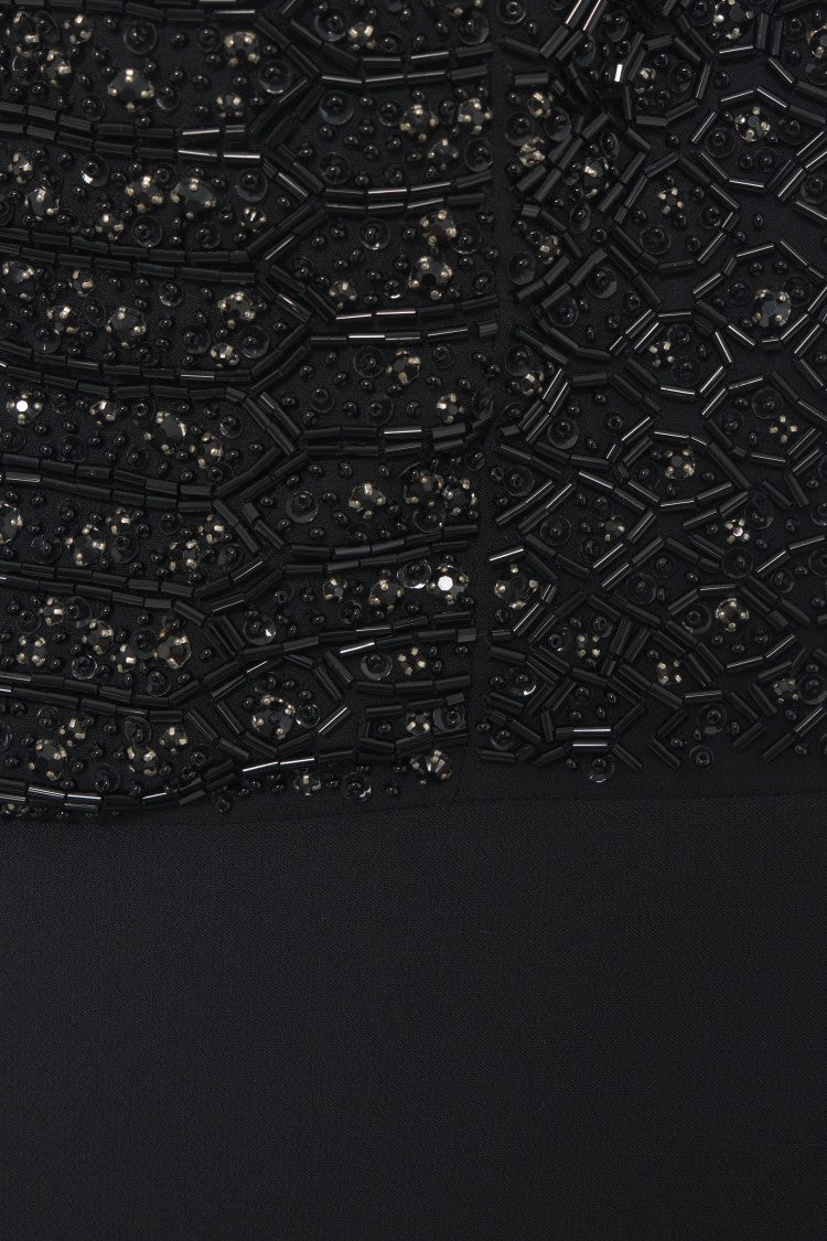 Elisabetta Franchi Maxi Dress With Sequined Deep V-Neckline