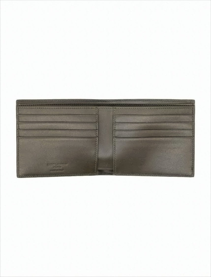 Saint Laurent Smooth Calf Leather Bifold Wallet With Subtle Logo