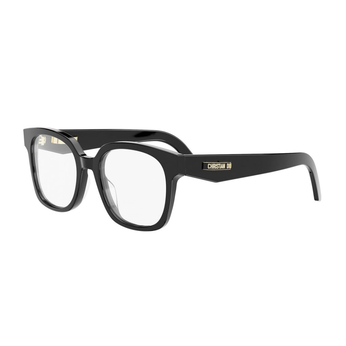 Dior Contemporary Black Acetate Eyeglasses With Gold Logo Detail
