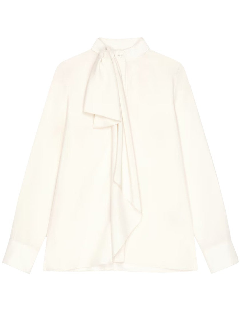 Givenchy Draped Bow High Collar Flowing Blouse