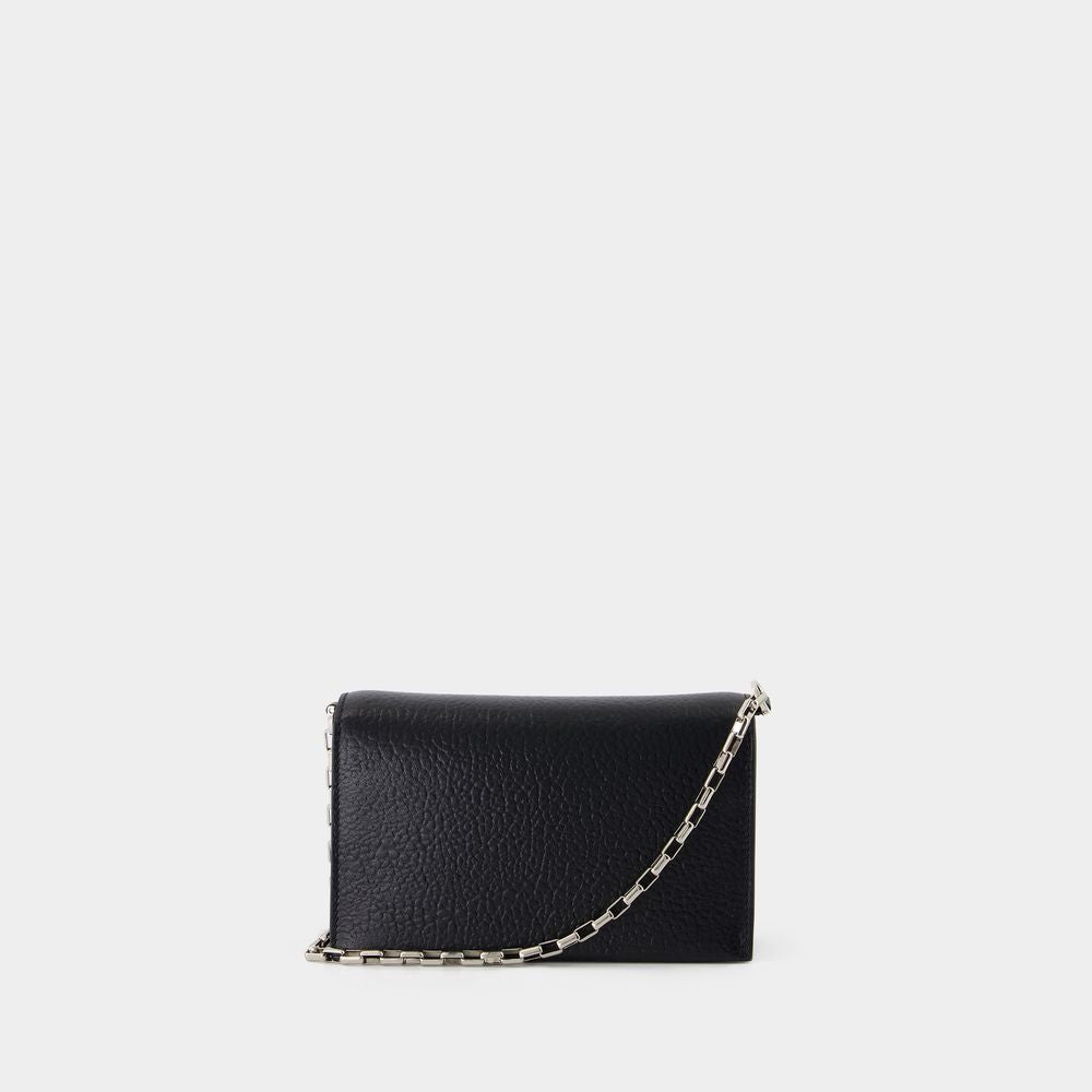 Alexander Mcqueen Mini Cross Bar Purse - Leather - Black/Silver