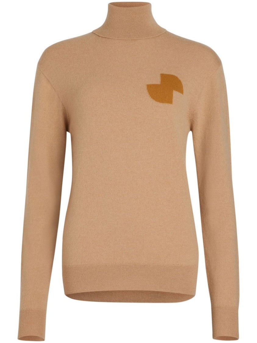 Patou Beige Cashmere/Wool Logo Sweater