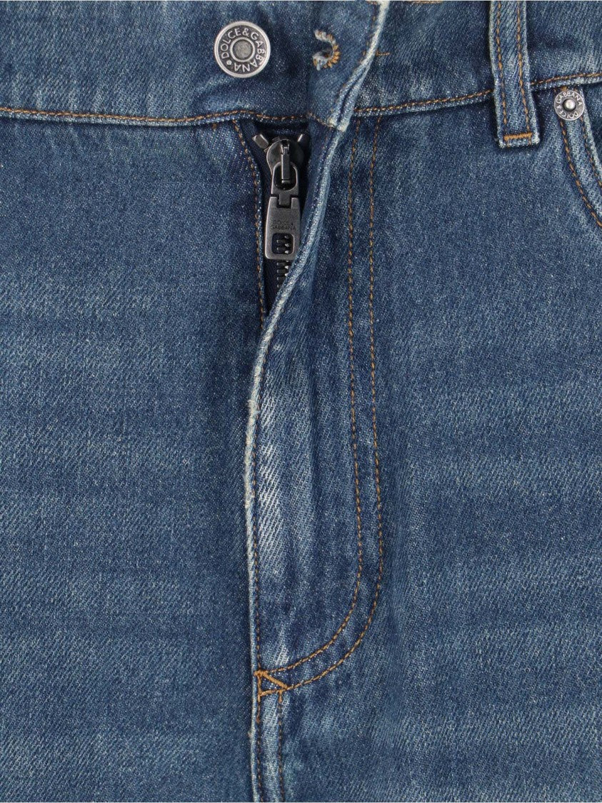 Dolce & Gabbana Blue Mid-Rise Straight-Leg Denim Jeans