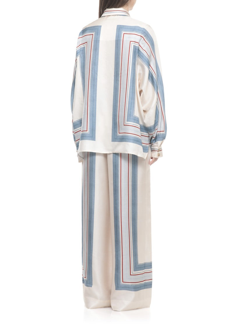 Zimmermann Ivory Geometric Silk Scarf Shirt