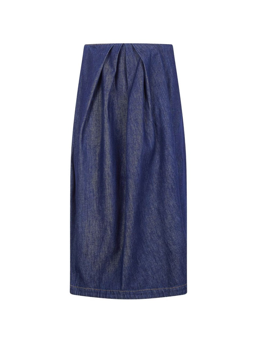 Dries Van Noten Indigo Blue Cotton Denim Skirt