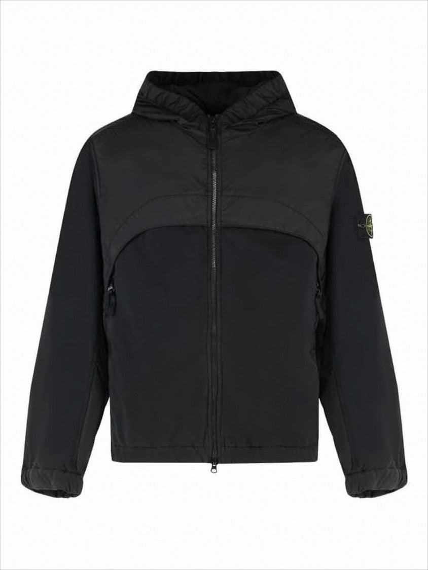 Stone Island Hooded Color-Blocked Jacket With Zippered Pockets