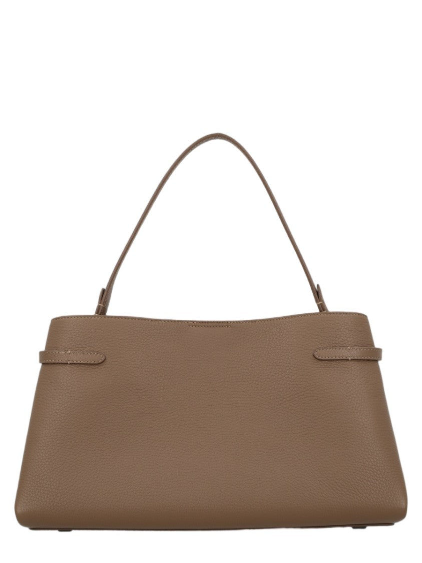 Brunello Cucinelli Structured Leather Handbag With Sleek Design And Silver Accents
