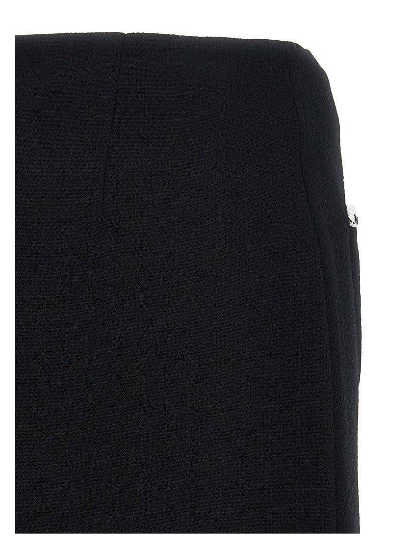 Moschino Heart-Button Crepe Skirt With Grosgrain Detail