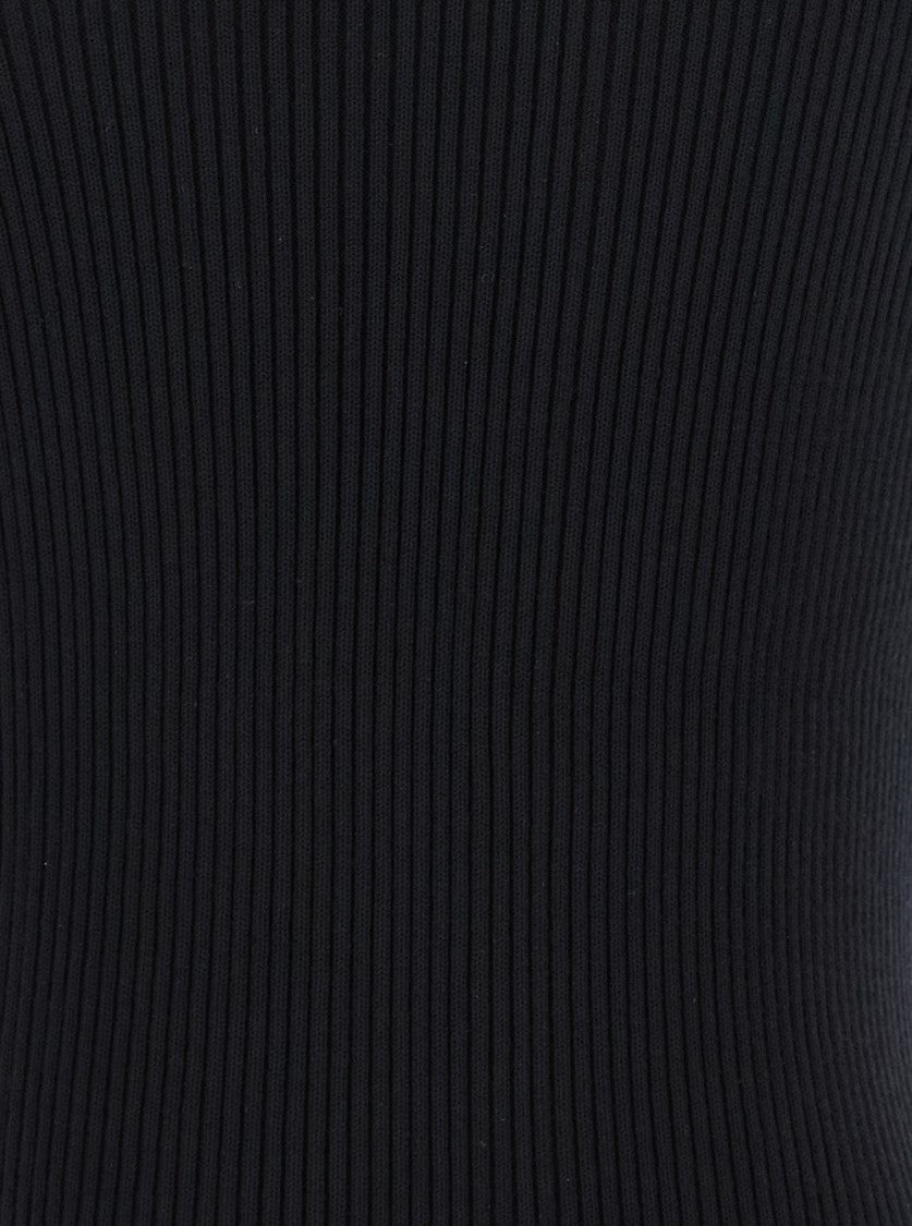 Rick Owens Athena' Black Ribbed Knit Asymmetric Top