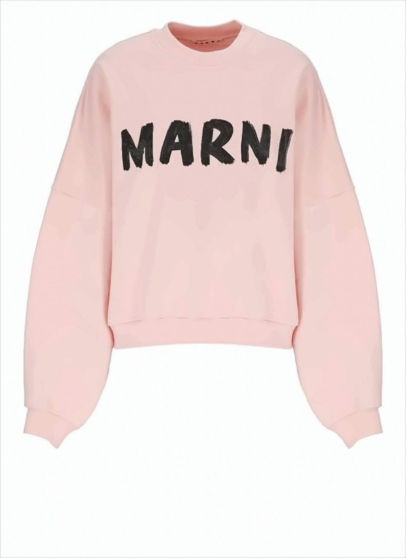 Marni Pastel Pink Long-Sleeve Top With Bold Brushstroke Detailing