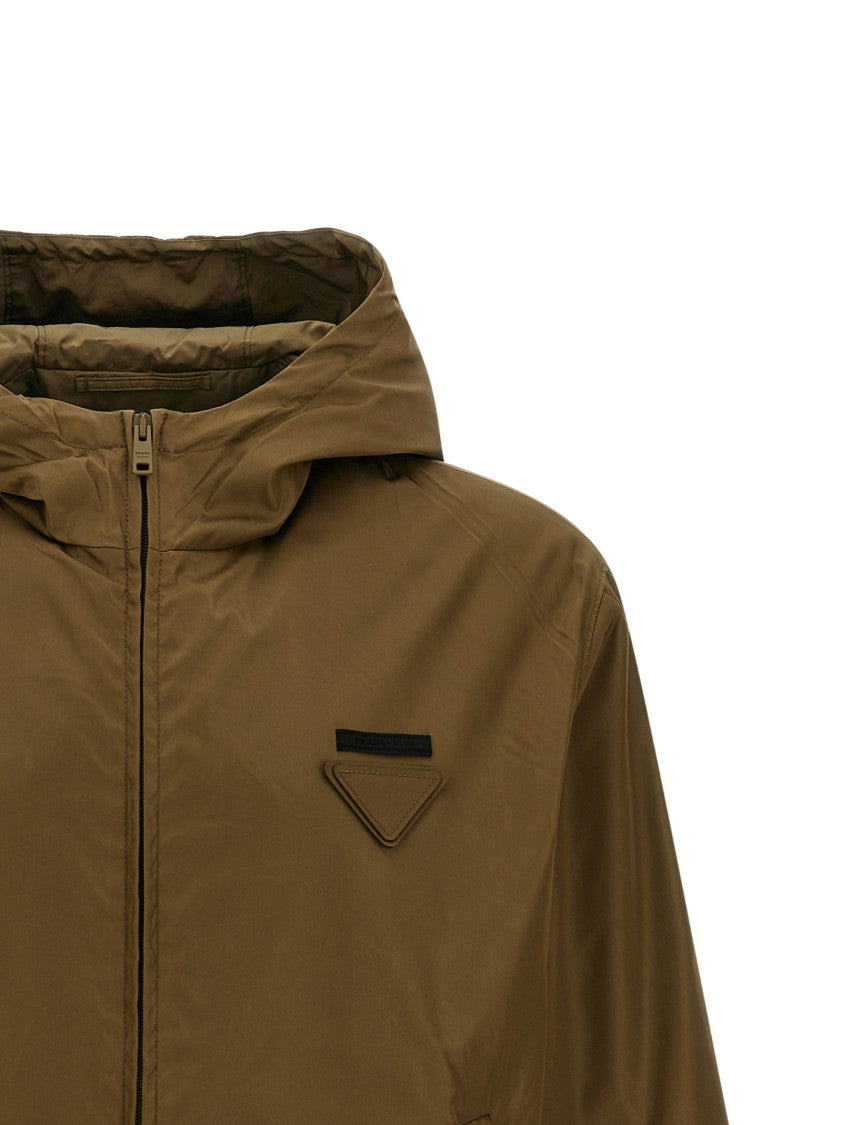Prada Re-Nylon Anorak With Hood And Drawstring Hem