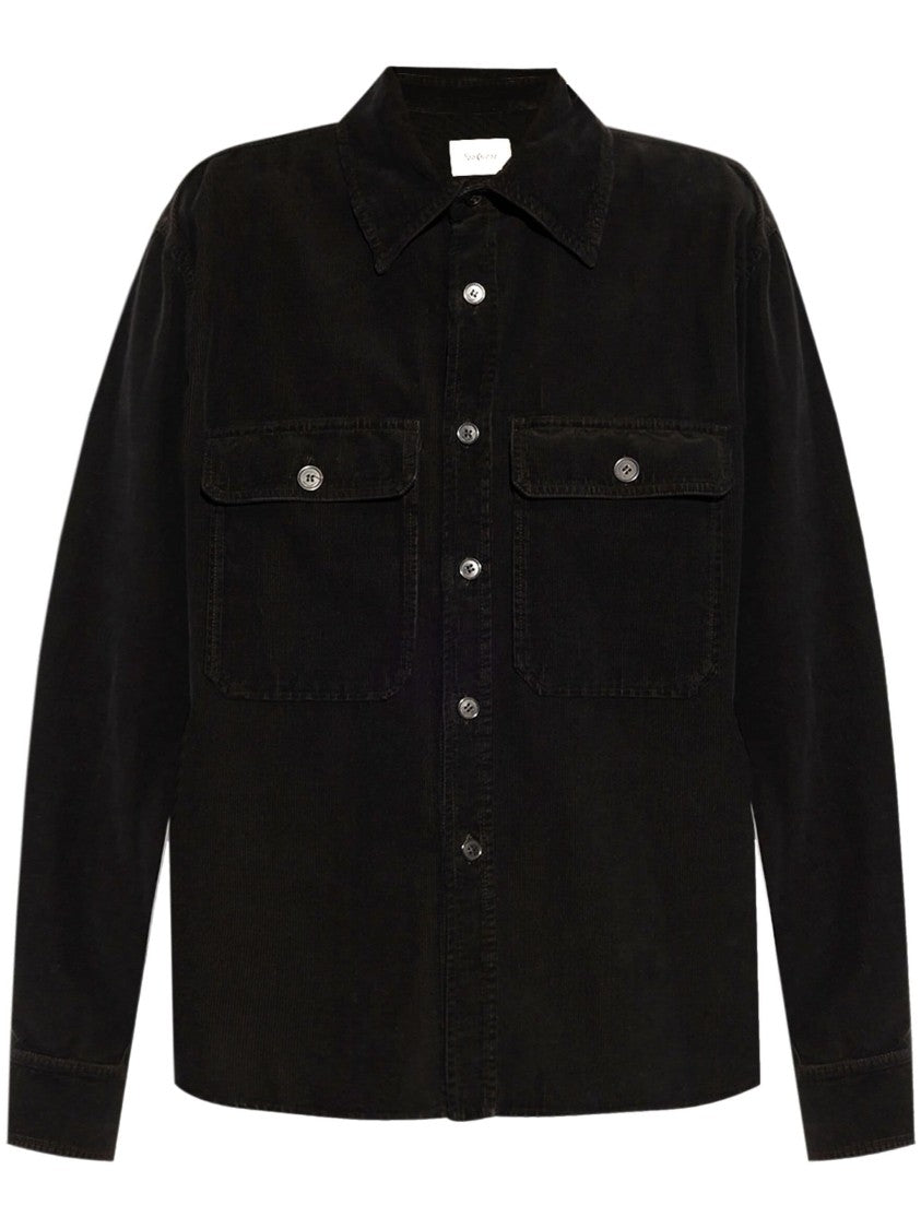 Saint Laurent Black Fall Overshirt Corduroy Shirt