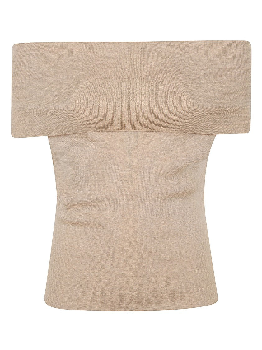 Almada Label Ribbed Knit Strapless Top
