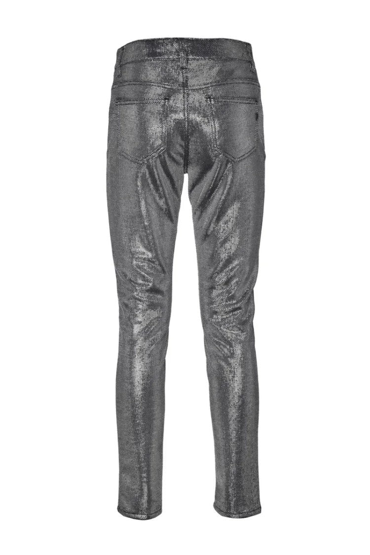Dondup Silver Lame Stretch Pants