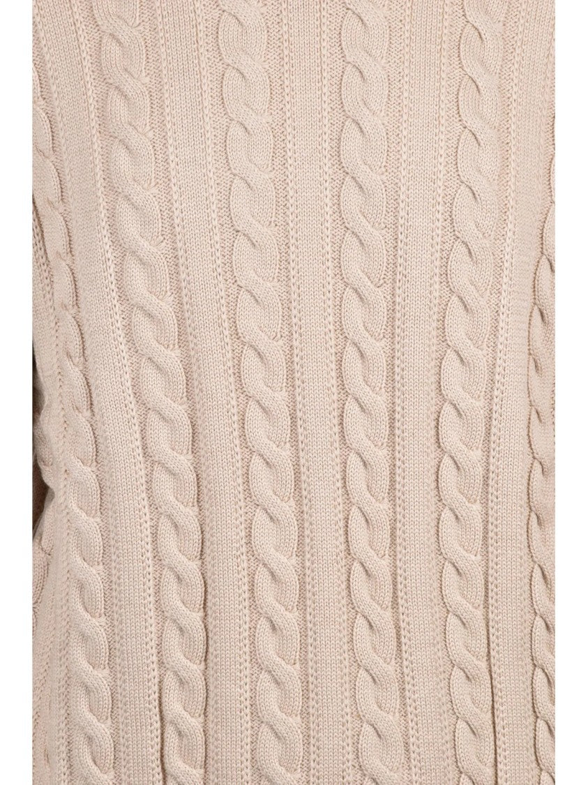 Filippo De Laurentiis Beige Extrafine Merino Wool Cable Knit Sweater