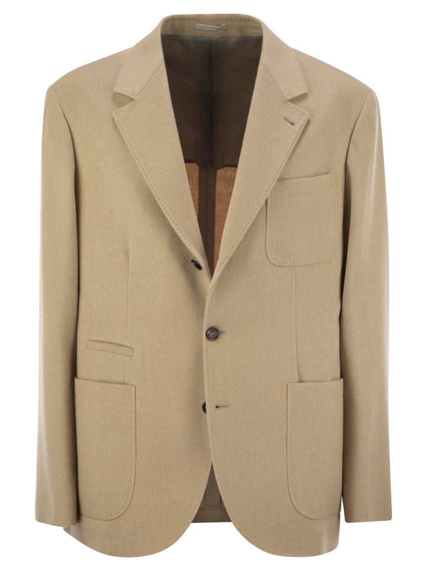 Brunello Cucinelli Camel Jacket With Patch Pockets