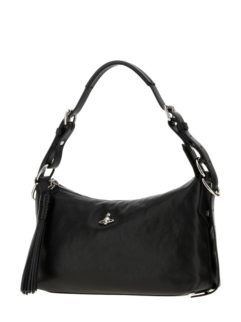 Vivienne Westwood Emma Shoulder Bag Black Leather Shoulder Bag