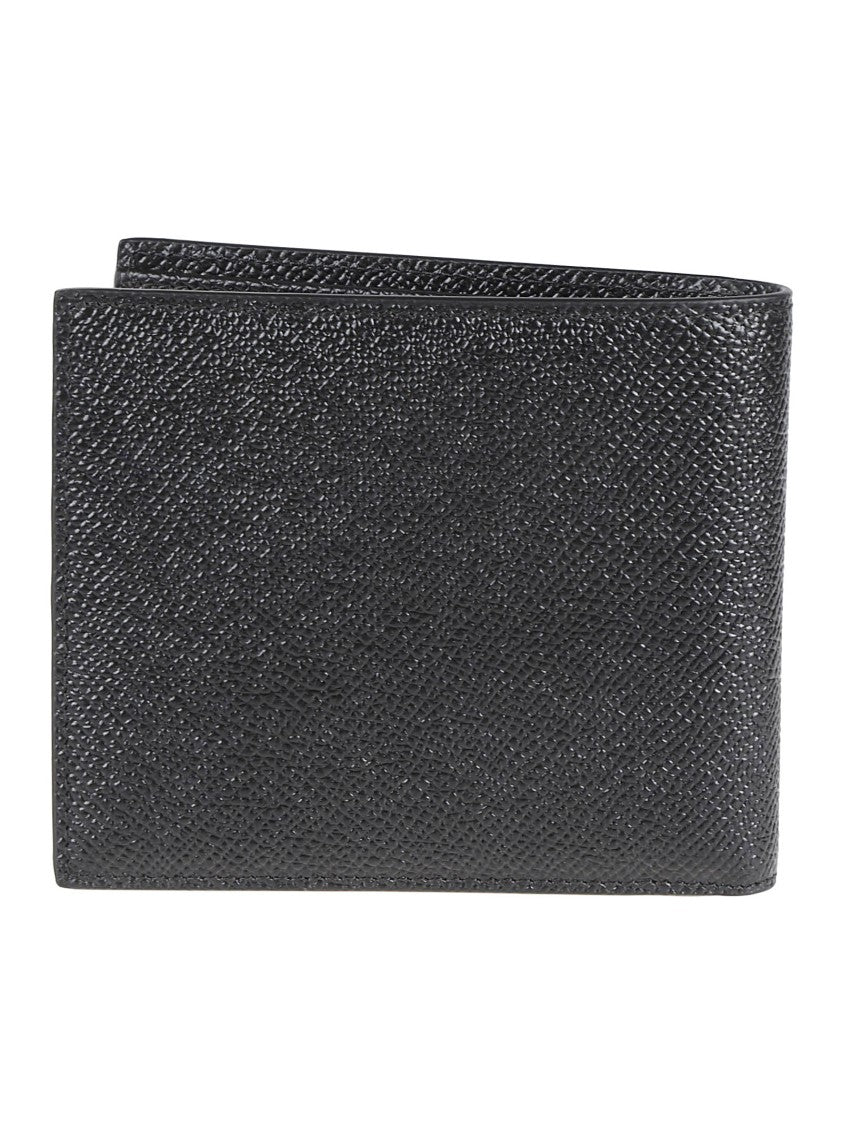 Dolce & Gabbana Textured Calf Leather Bifold Wallet With Metallic Plaque