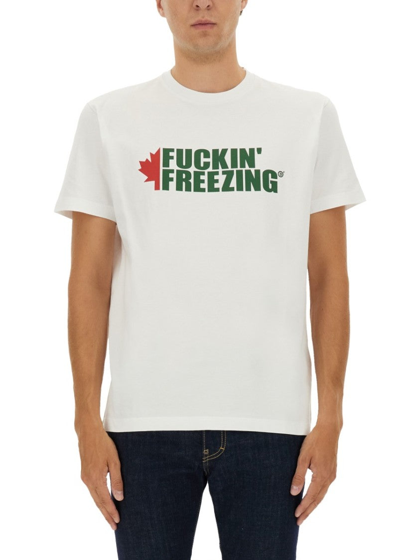 Dsquared2 Crew Neck T-Shirt With Maple Leaf Graphic