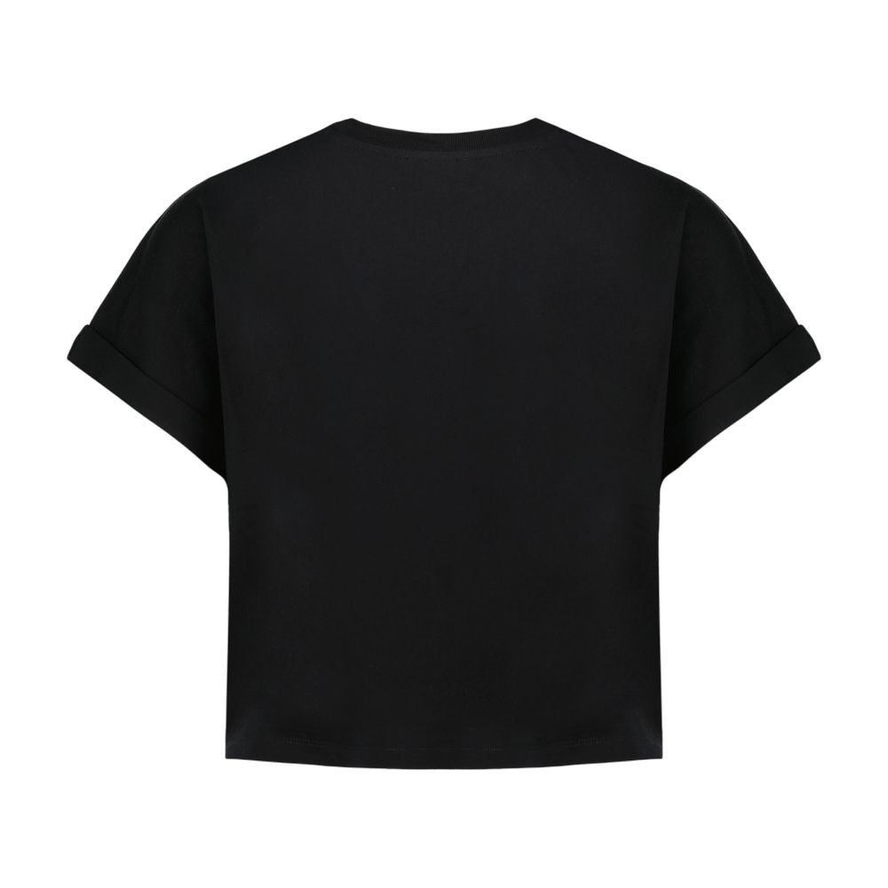 Balmain Vintage Print Crop T-Shirt - Cotton - Black