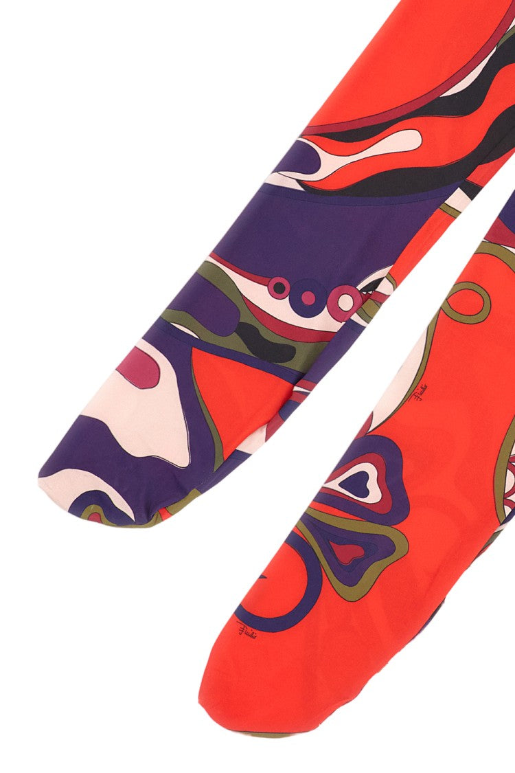 Emilio Pucci Multicolored Abstract Print Stretch Jersey Tights