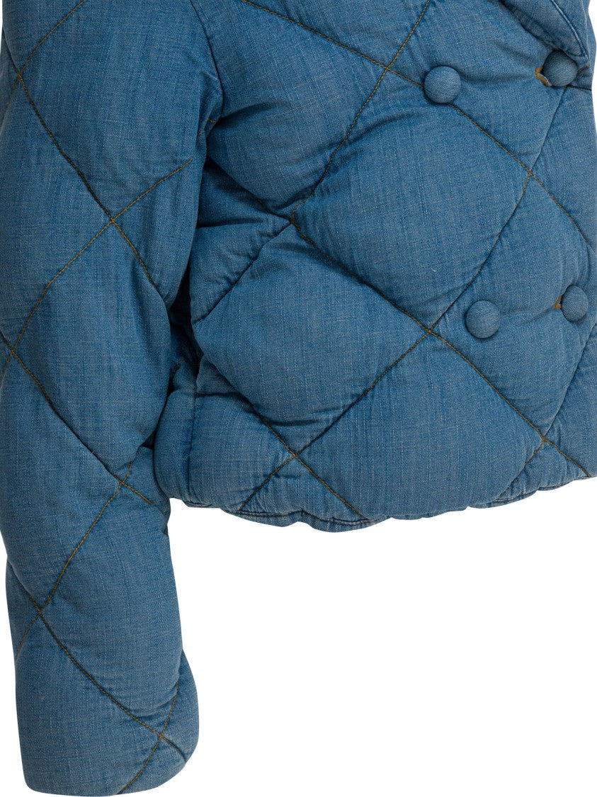 Thelaurent Cropped Quilted Jacket With Double-Breasted Design