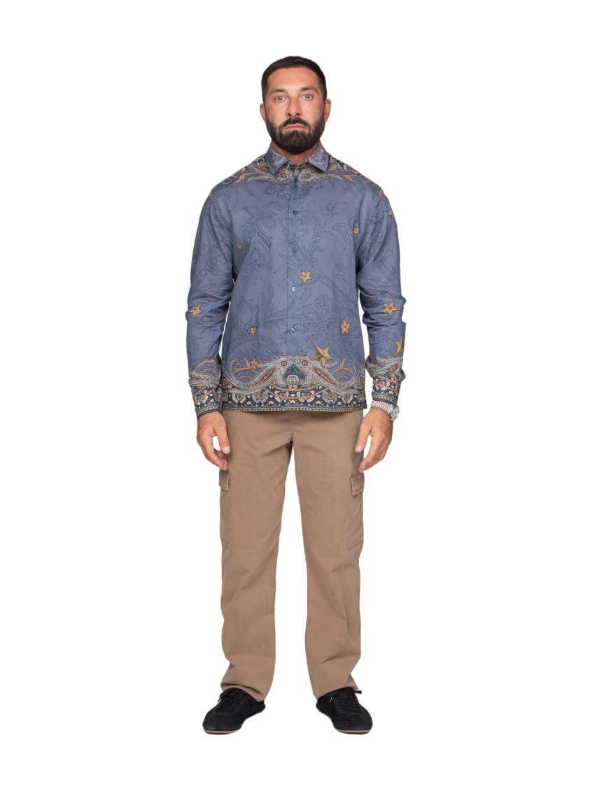 Etro Easy Paisley Star Winged Horse Long-Sleeve Shirt