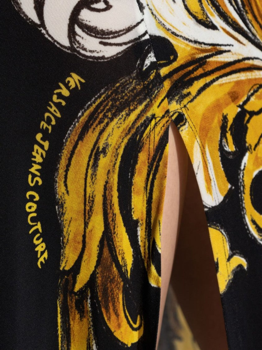 Versace Jeans Couture Maxi Dress With Signature Barocco Print