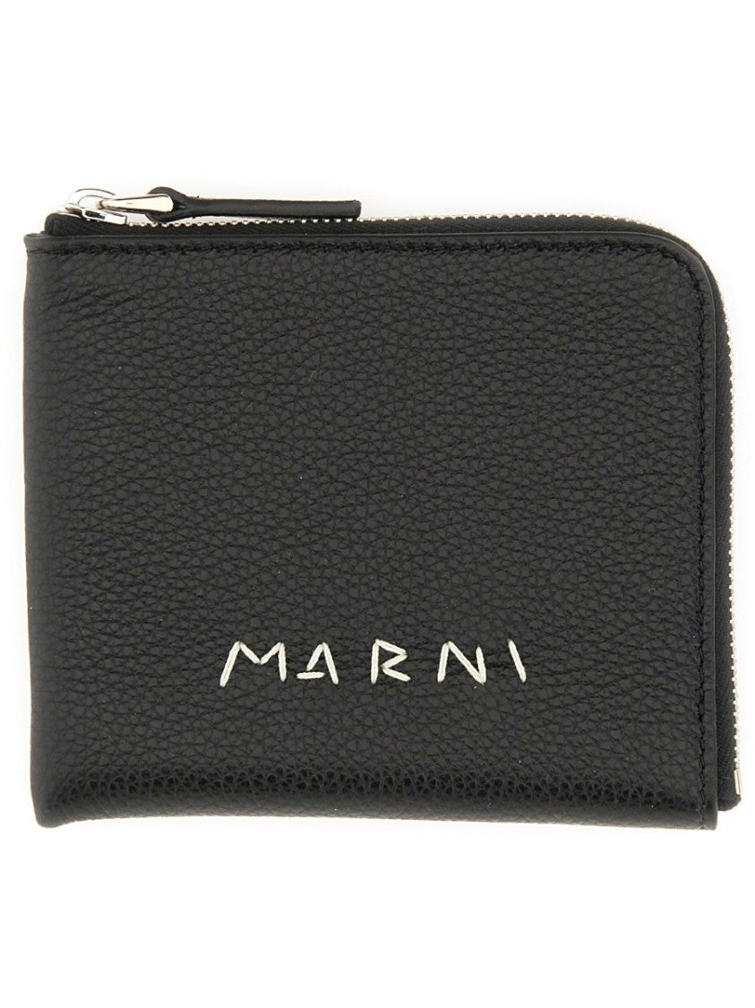Marni Textured Calf Leather Zip Wallet