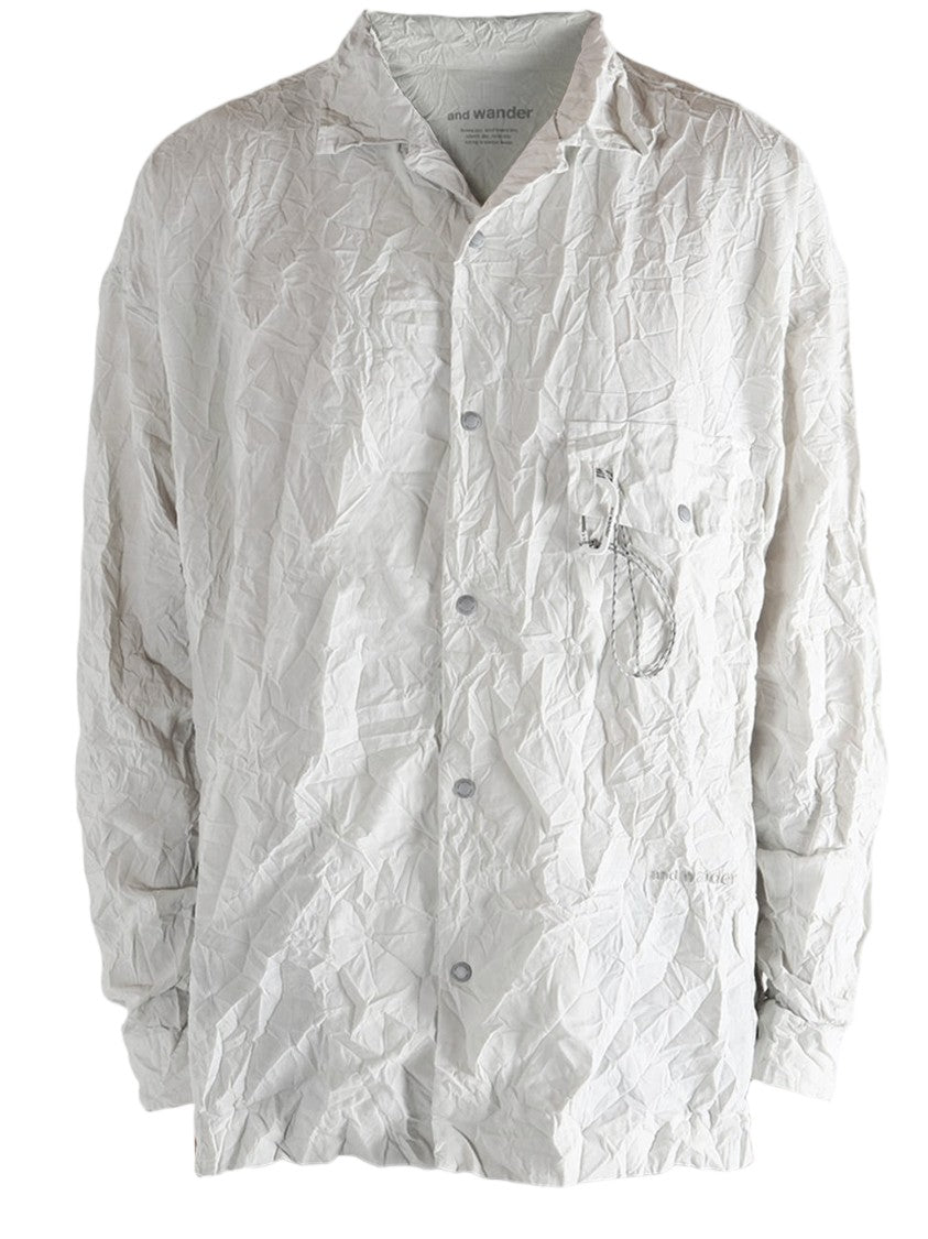 And Wander Nylon Shirt With Ruffled Texture And Classic Collar