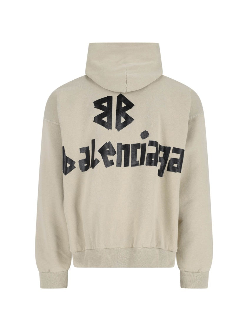 Balenciaga "Ripped Pocket Tape Type" Hoodie Beige