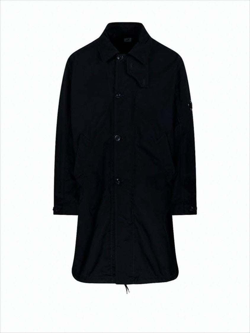 C.P. Company Button-Up Minimalist Coat With Adjustable Cuffs And Drawstring Hem