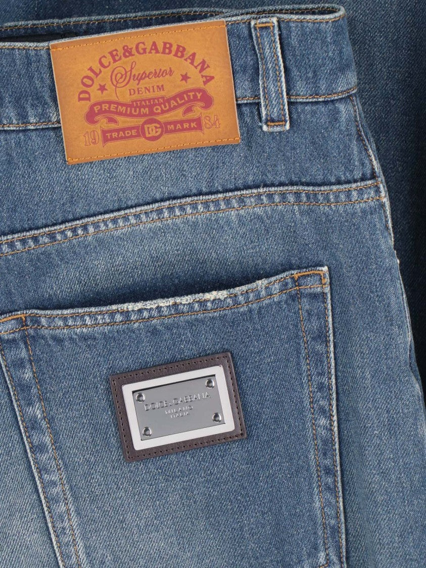 Dolce & Gabbana Blue Mid-Rise Straight-Leg Denim Jeans
