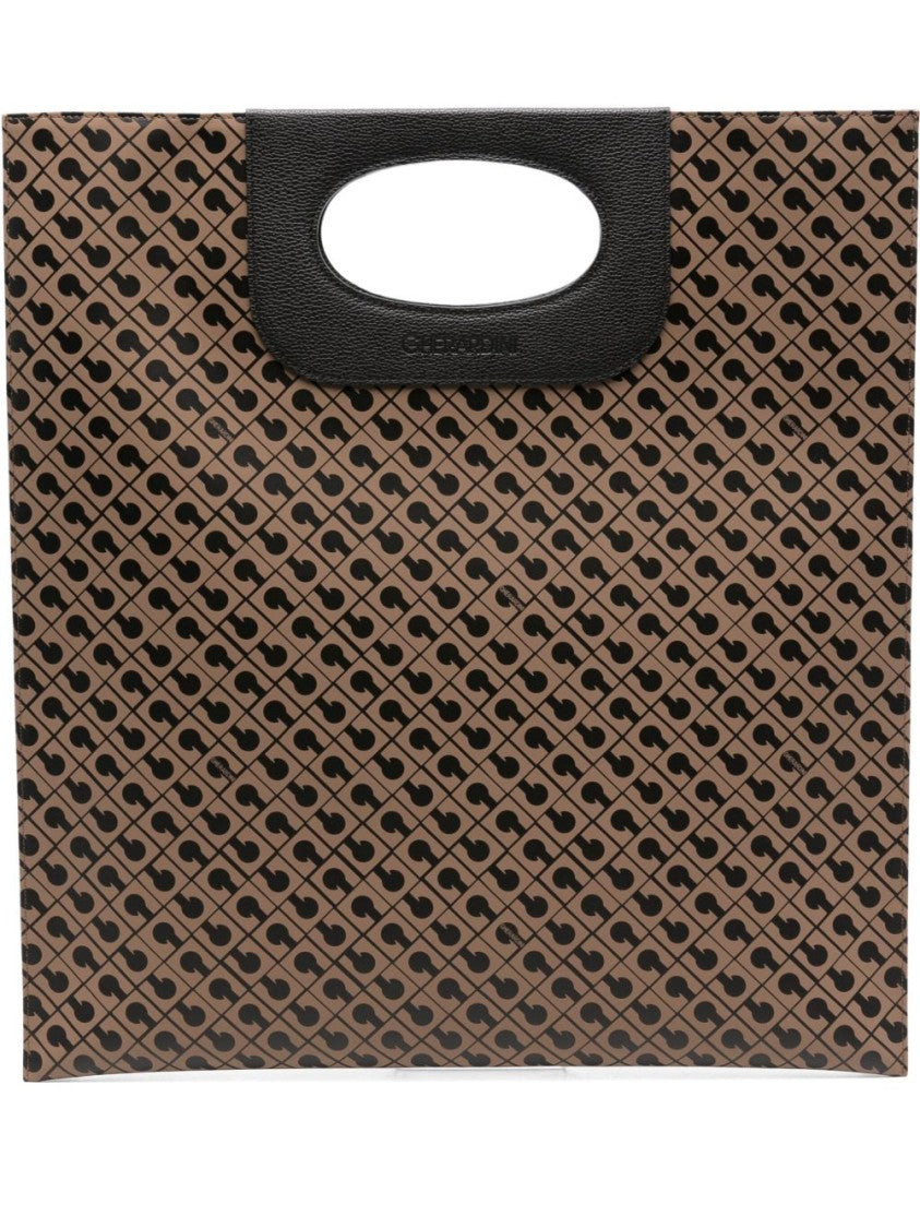 Gherardini Geometric Patterned Beige Shoulder Bag
