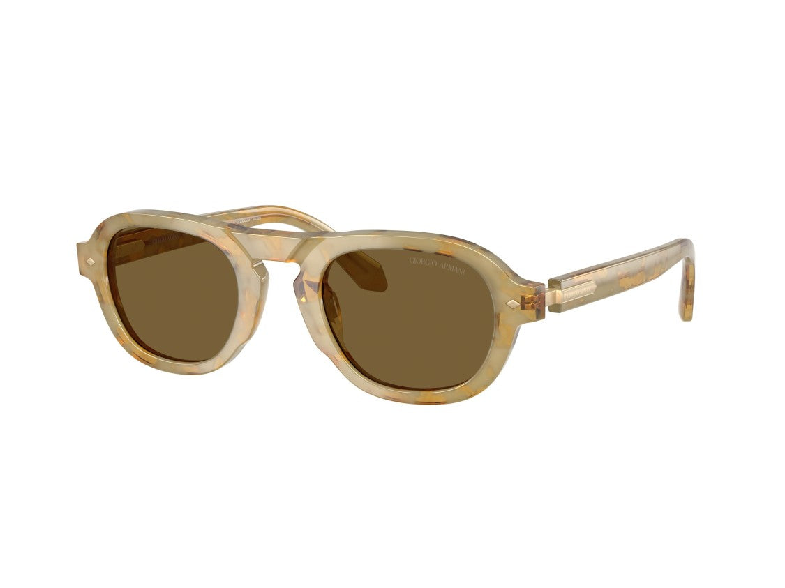 Giorgio Armani Brown 0Ar8244 Keyhole Acetate Geometric Sunglasses