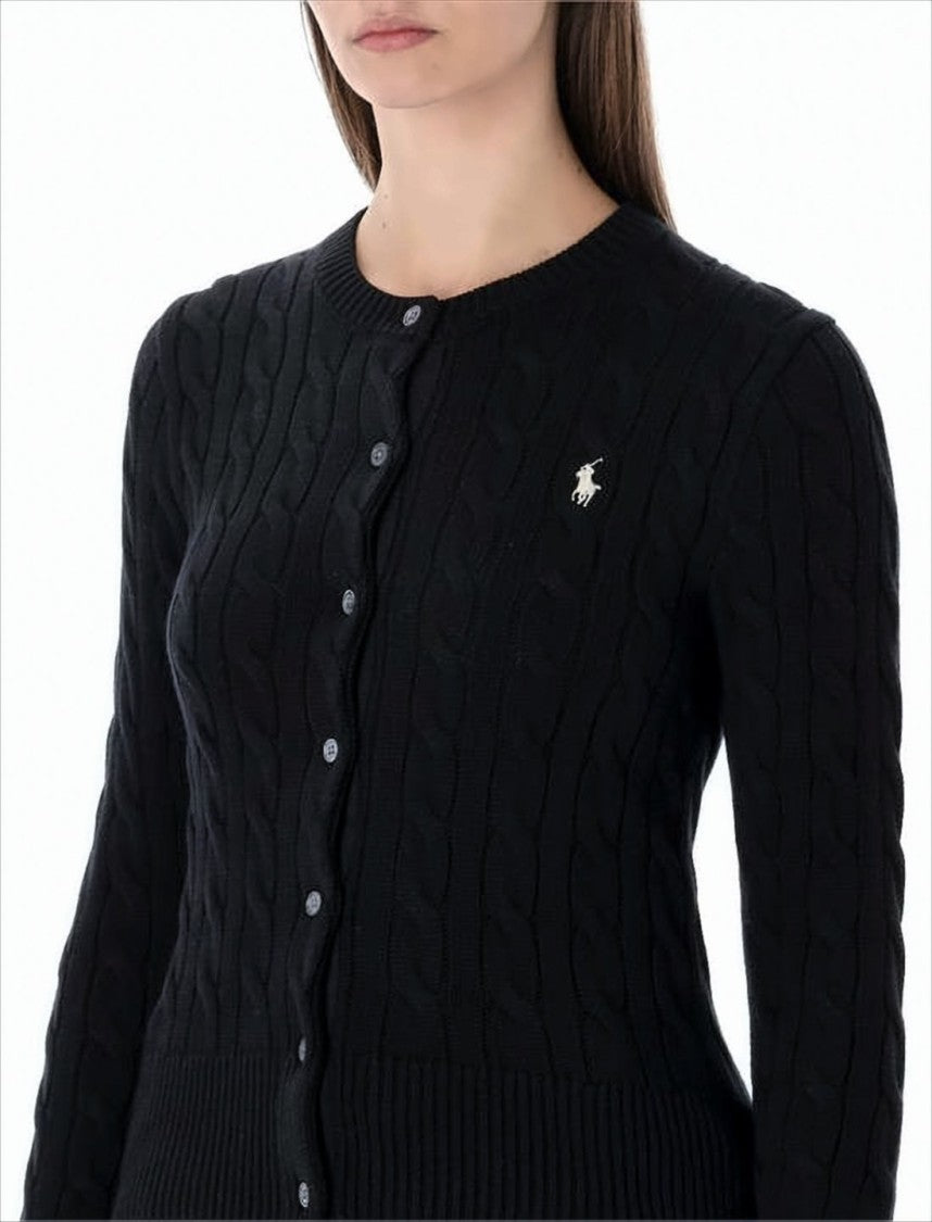 Polo Ralph Lauren Textured Cable Knit Cardigan With Iconic Logo