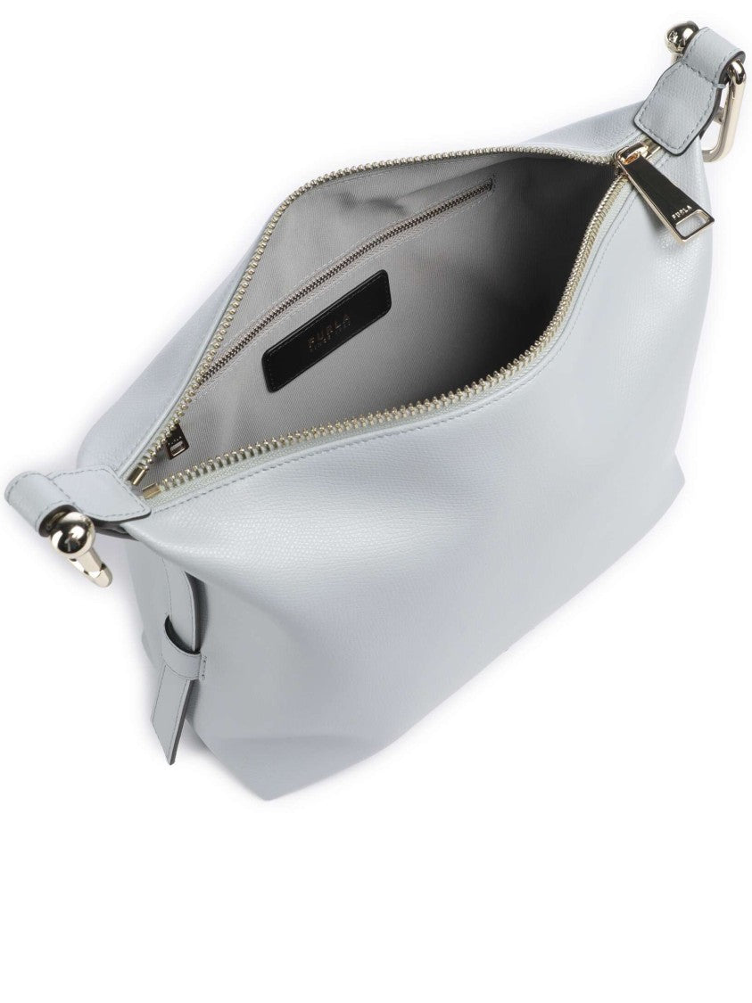 Furla Tonie M Hobo Grey Rectangular Leather Bag