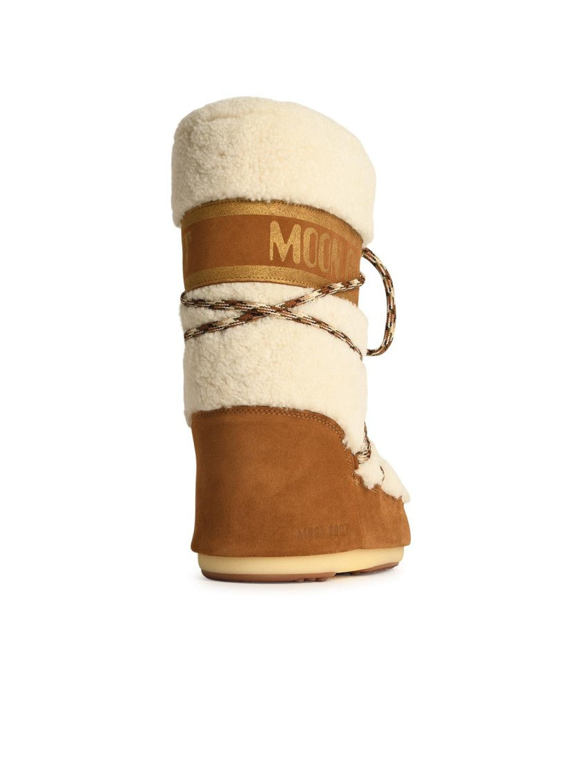 Moon Boot Icon In Beige Shearling Boots