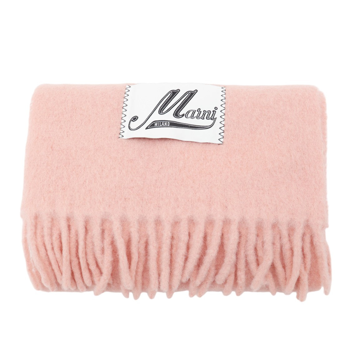 Marni Pastel Pink Fluffy Scarf With Fringed Ends
