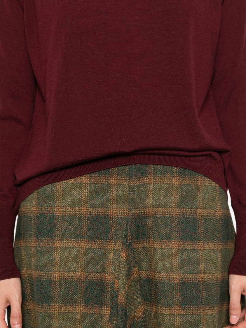 Alpha Studio Bordeaux Merino Wool Sweater With High Turtleneck