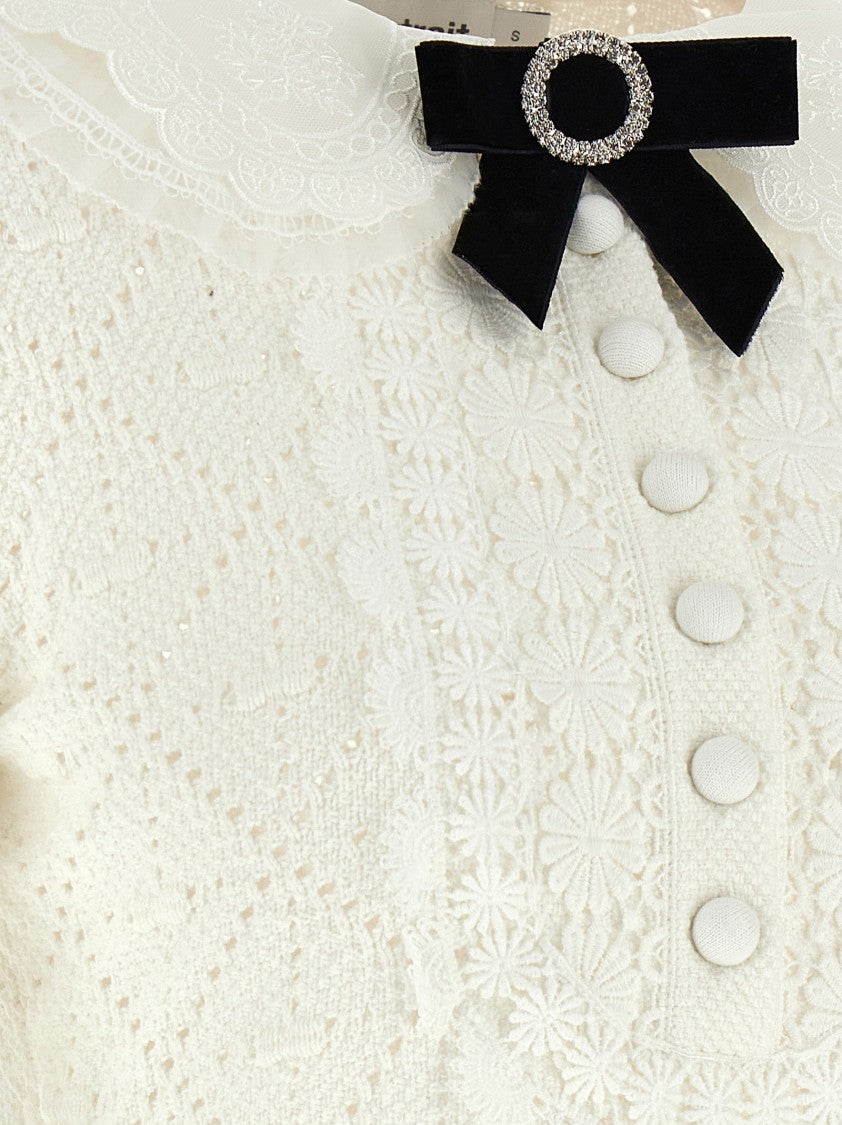 Self-Portrait Intricate Openwork Mini Dress With Embroidered Lace Collar
