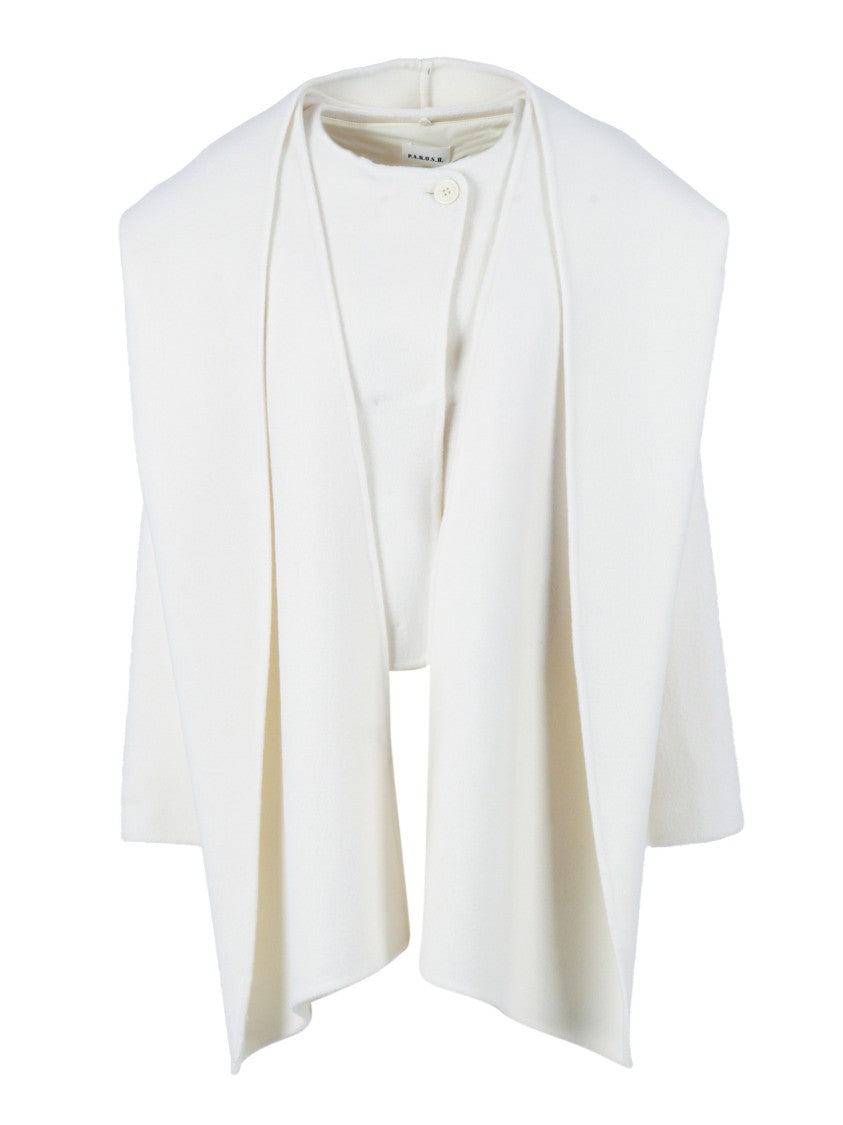 P.A.R.O.S.H. Cropped White Wool Jacket