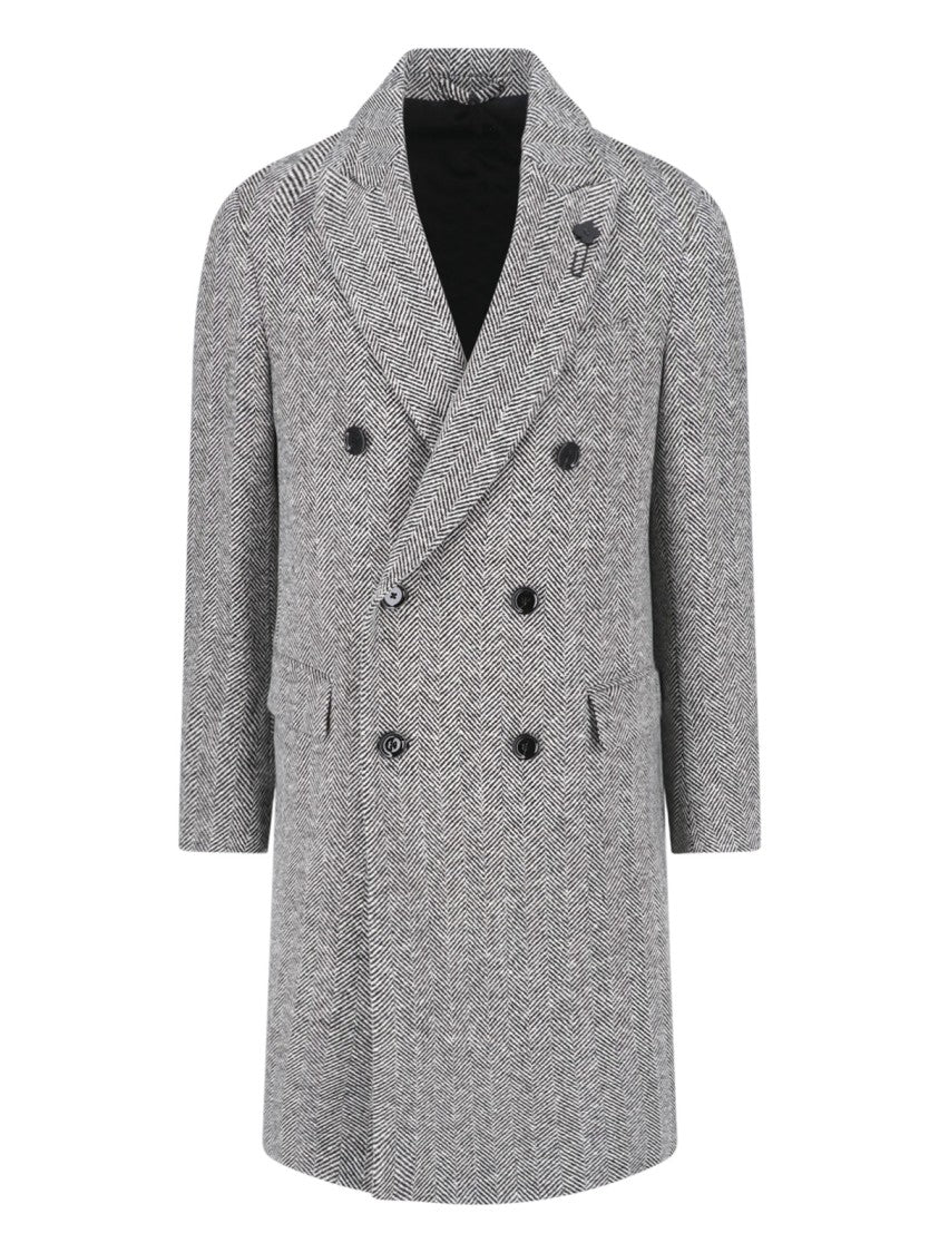 Lardini Double-Breasted Grey Virgin Wool Lardini Coat