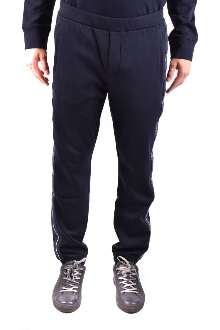 Emporio Armani Slim Fit Trousers With Vertical Logo Stripe